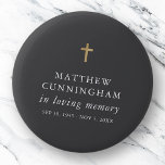 Memorial In Loving Memory Modern Simple Cross 6 Cm Round Badge<br><div class="desc">This simple and classic design is composed of serif and sans serif typography.</div>