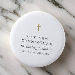 Memorial In Loving Memory Modern Simple Cross 6 Cm Round Badge<br><div class="desc">This simple and classic design is composed of serif and sans serif typography.</div>
