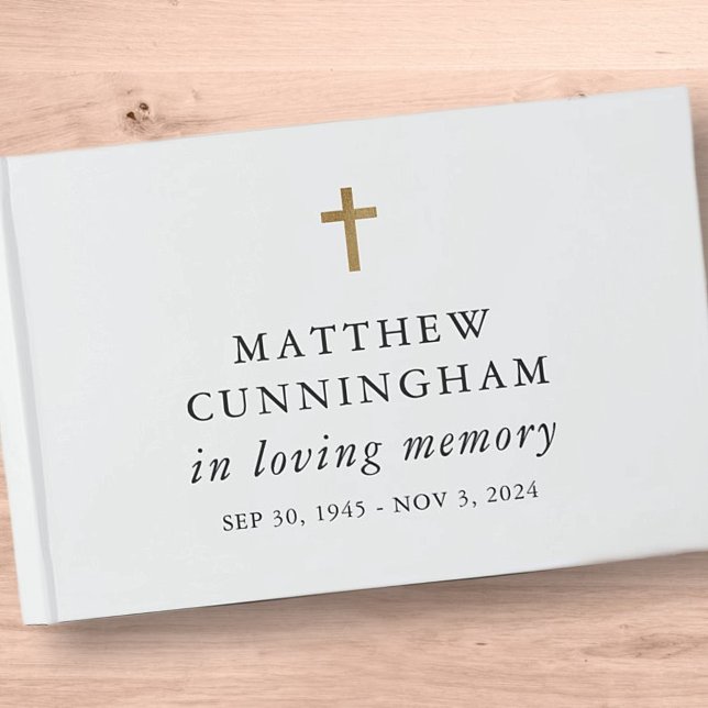Memorial In Loving Memory Modern Simple Cross Guest Book (Creator Uploaded)