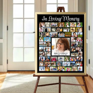 Memorial IN LOVING MEMORY Script 59 Photo Collage Poster
