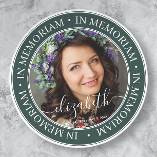 Memorial In Memoriam Elegant Classic Photo Classic Round Sticker