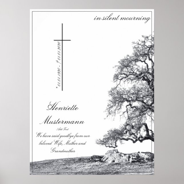 Memorial in silent mourning - tree on  meadow poster (Front)