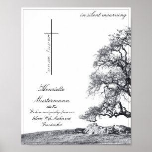 Memorial in silent mourning - tree on  meadow poster