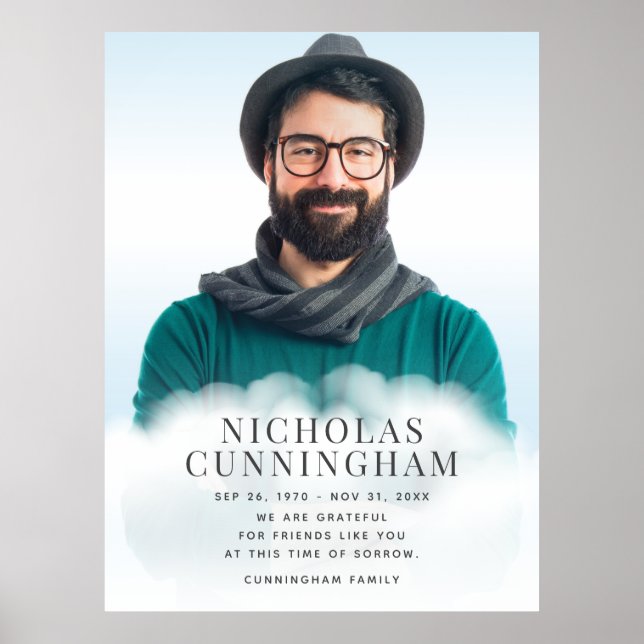 Memorial In the Clouds Modern Classic Simple Photo Poster (Front)