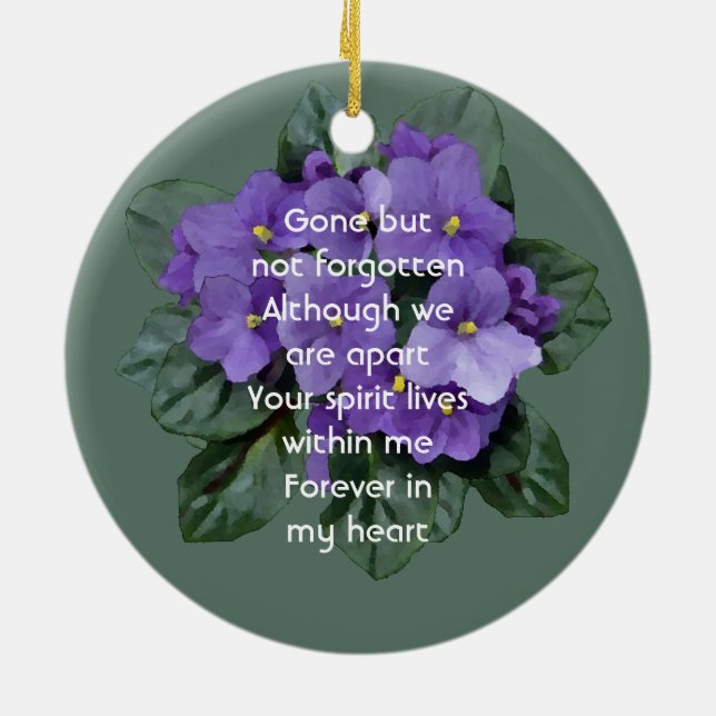Memorial Keepsake African Violet Ceramic Tree Decoration (Back)