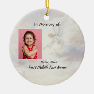 Memorial Keepsake Angel Reaching  Ceramic Tree Decoration