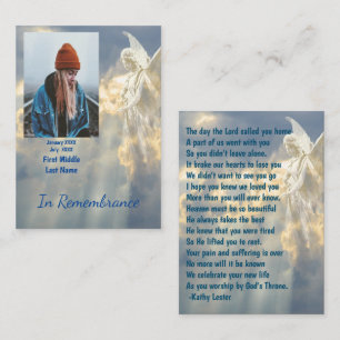 Memorial Keepsake Angel Sky Clouds Business Card