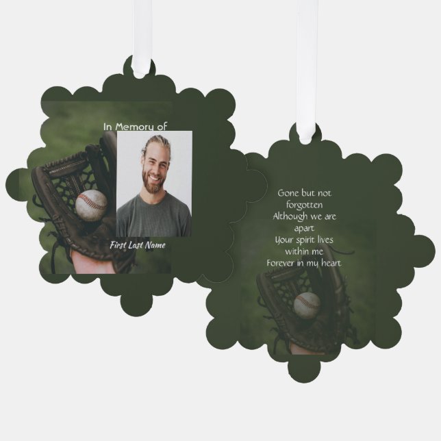 Memorial Keepsake Baseball Game Player  Tree Decoration Card (Front/Back)