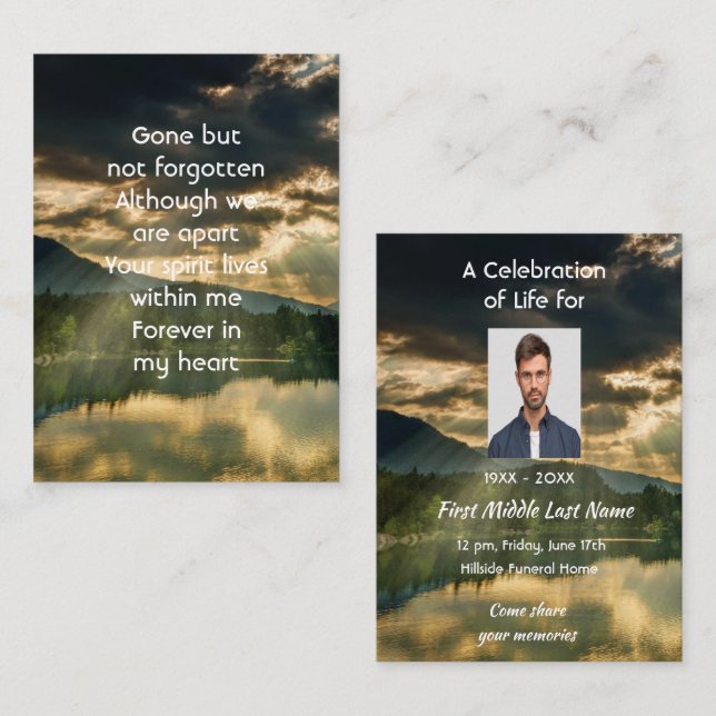 Memorial Keepsake Beautiful Lake Beach Business Card (Front/Back)