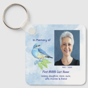 Memorial Keepsake Bluebird Garden Bird  Key Ring