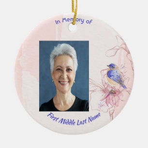 Memorial Keepsake Bluebird Garden Ceramic Tree Decoration