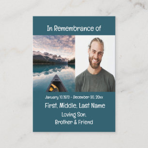 Memorial Keepsake Canoeing Boating Business Card