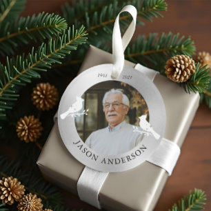 Memorial Keepsake Cardinal Bird Faux Silver Photo Ornament