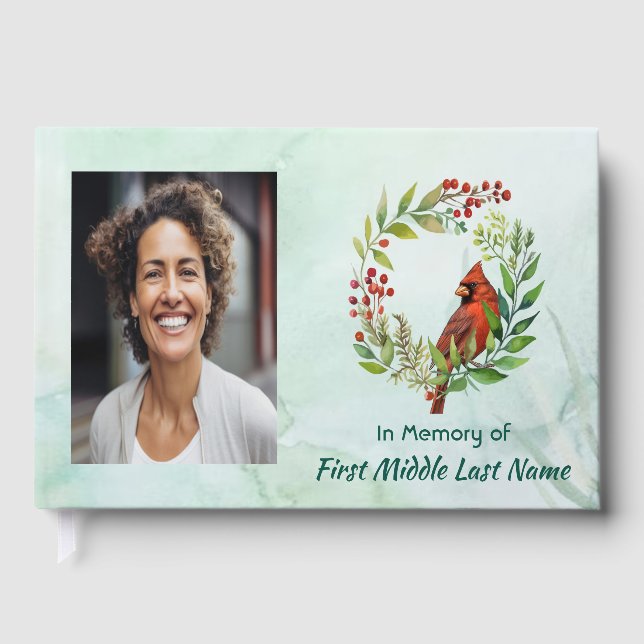  Memorial Keepsake Cardinal Bird Guest Book (Front)
