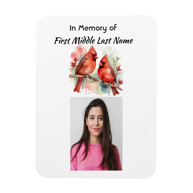 Memorial Keepsake Cardinal Bird Magnet (Vertical)