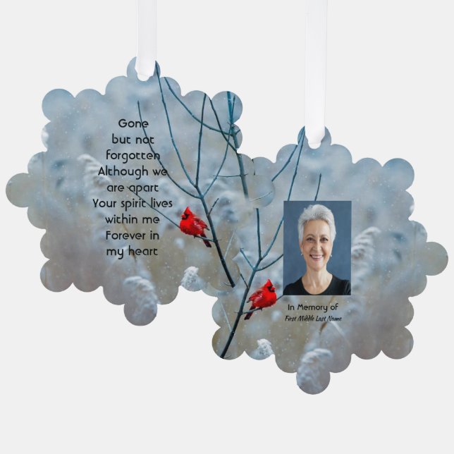  Memorial  Keepsake Cardinal Red Bird  Tree Decoration Card (Front/Back)