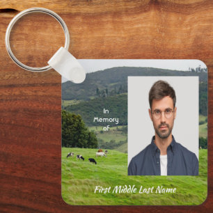 Memorial Keepsake Cattle Beef Dairy Farm Landscape Key Ring