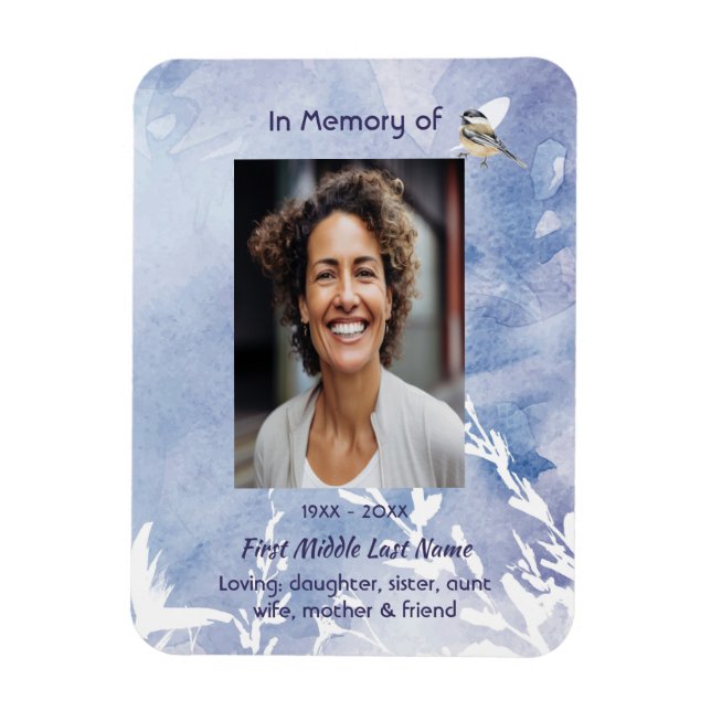 Memorial Keepsake Chickadee Bird Winter  Magnet (Vertical)