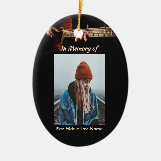 Memorial Keepsake Christian Music Guitar  Ceramic Tree Decoration (Front)