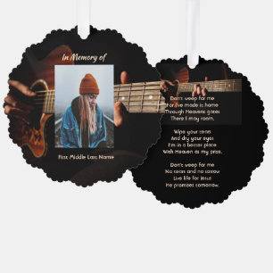 Memorial Keepsake Christian Music Guitar Tree Decoration Card