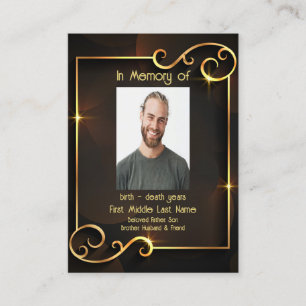 Memorial Keepsake Classic Modern Black Gold Business Card