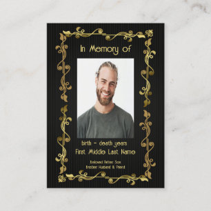 Memorial Keepsake Classic Modern Black Gold Business Card