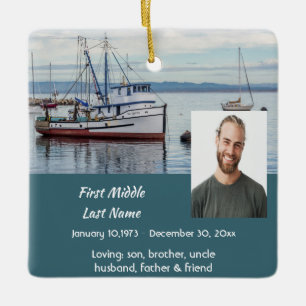Memorial Keepsake Commercial Fisherman Ceramic Ornament