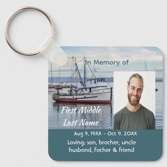 Memorial Keepsake Commercial Fisherman Key Ring (Front)