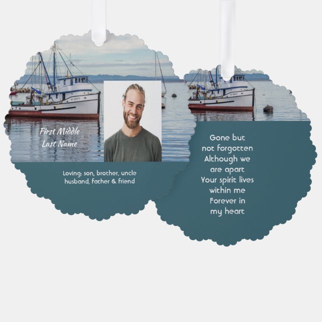 Memorial Keepsake Commercial Fisherman Tree Decoration Card (Front/Back)