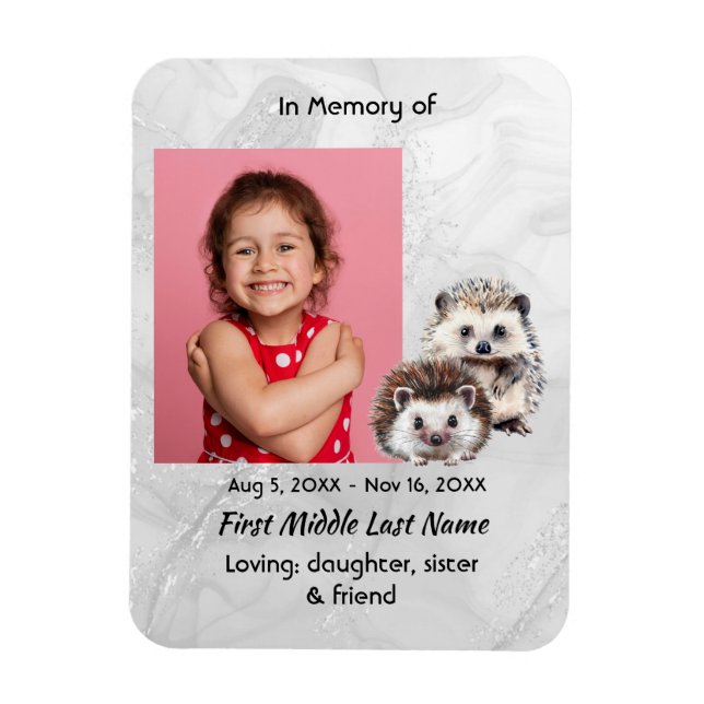 Memorial Keepsake Cute Hedgehog Children   Magnet (Vertical)