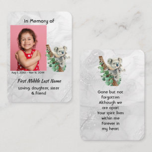 Memorial Keepsake Cute Koala Children Business Card