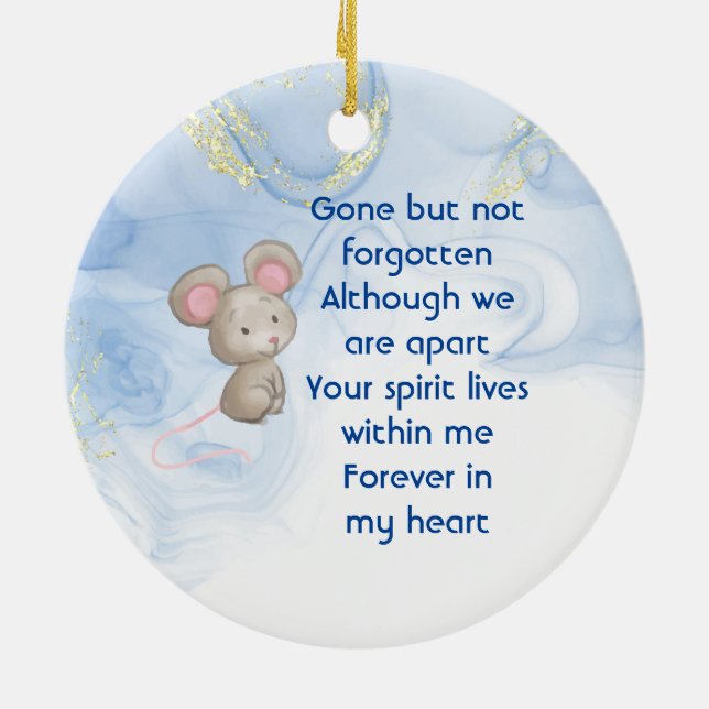 Memorial Keepsake Cute Little Mouse Children Ceramic Tree Decoration (Back)