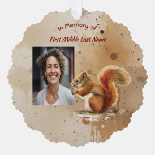 Memorial Keepsake Cute Red Squirrel Tree Decoration Card