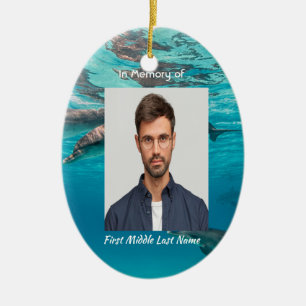 Memorial  Keepsake Dolphins Underwater Ocean Ceramic Tree Decoration