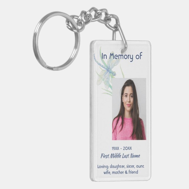  Memorial Keepsake Dragonfly Watercolor  Key Ring (Front Left)