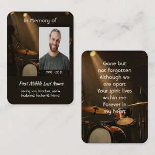 Memorial Keepsake Drummer Drums Band  Business Card