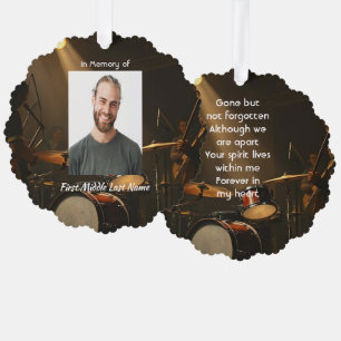 Memorial Keepsake Drummer Drums Band Tree Decoration Card