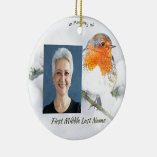 Memorial Keepsake English Robin Bird Ceramic Tree Decoration