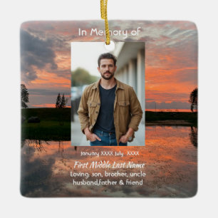 Memorial Keepsake Evening Sunset Lake Sky Reflect Ceramic Ornament