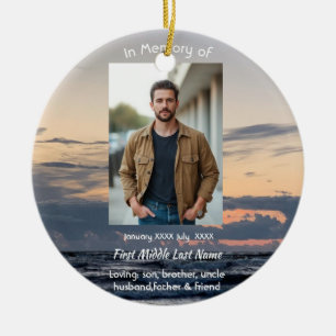Memorial Keepsake Evening Sunset Lake Sky Reflect Ceramic Tree Decoration