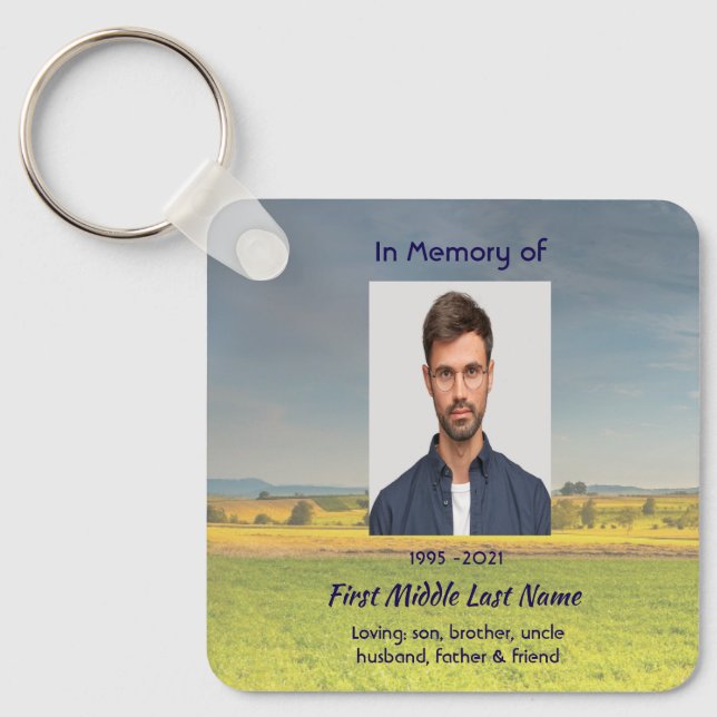 Memorial Keepsake Farm Crop Prairie Key Ring (Front)