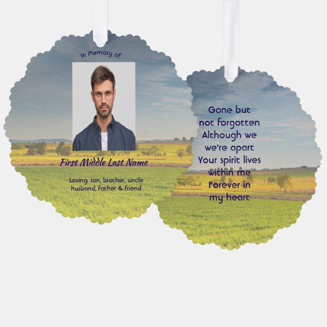 Memorial Keepsake Farm Crop Prairie Tree Decoration Card (Front/Back)