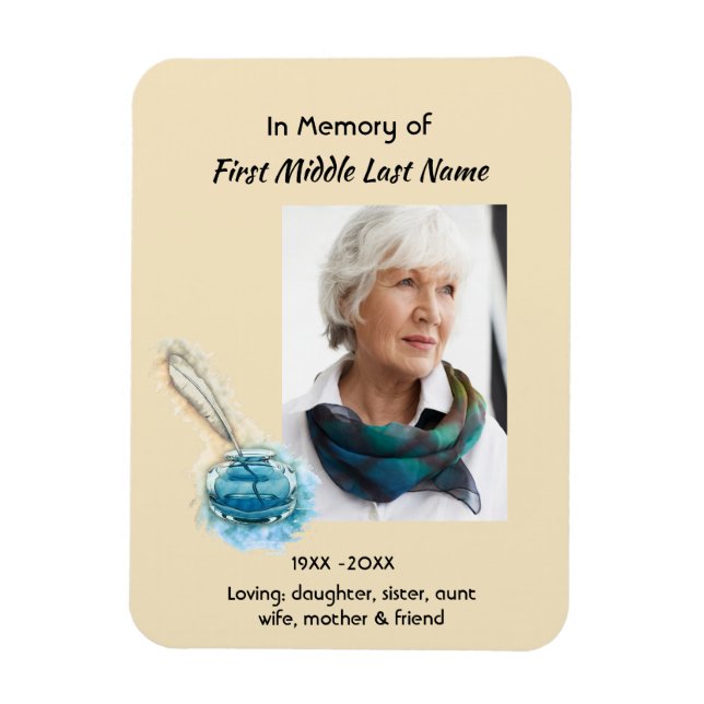 Memorial Keepsake Feather Pen  Magnet (Vertical)
