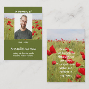 Memorial Keepsake Field of Red Poppy Calling Card