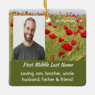 Memorial Keepsake Field of Red Poppy Ceramic Ornament