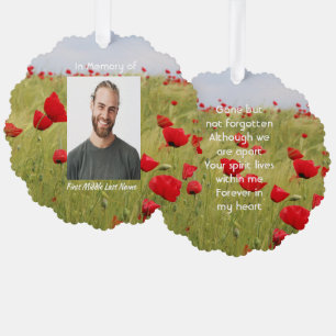 Memorial Keepsake Field of Red Poppy Tree Decoration Card