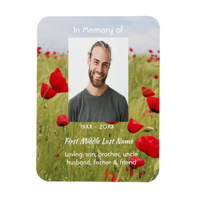 Memorial Keepsake  Field Red Poppy Magnet (Vertical)