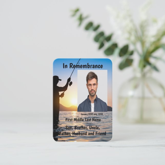 Memorial Keepsake Fisherman Fishing Fish Business Card (Standing Front)