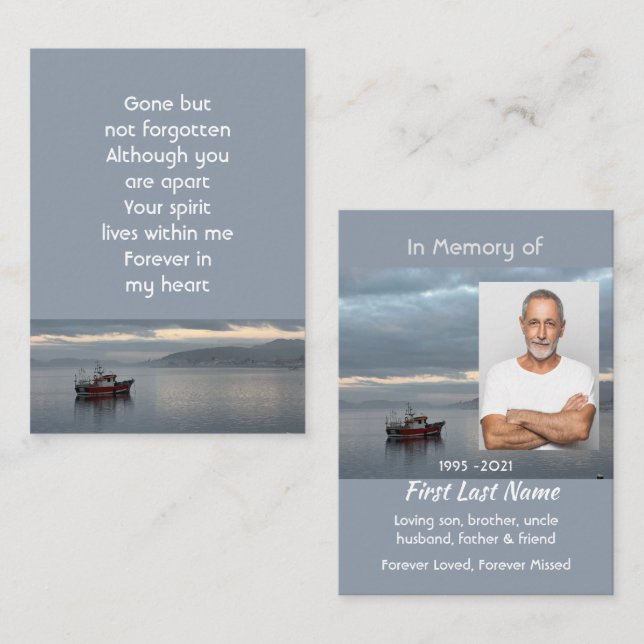 Memorial Keepsake  Fishing Boat Fisherman Business Card (Front/Back)