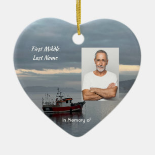 Memorial Keepsake Fishing Boat Fisherman Ceramic Tree Decoration
